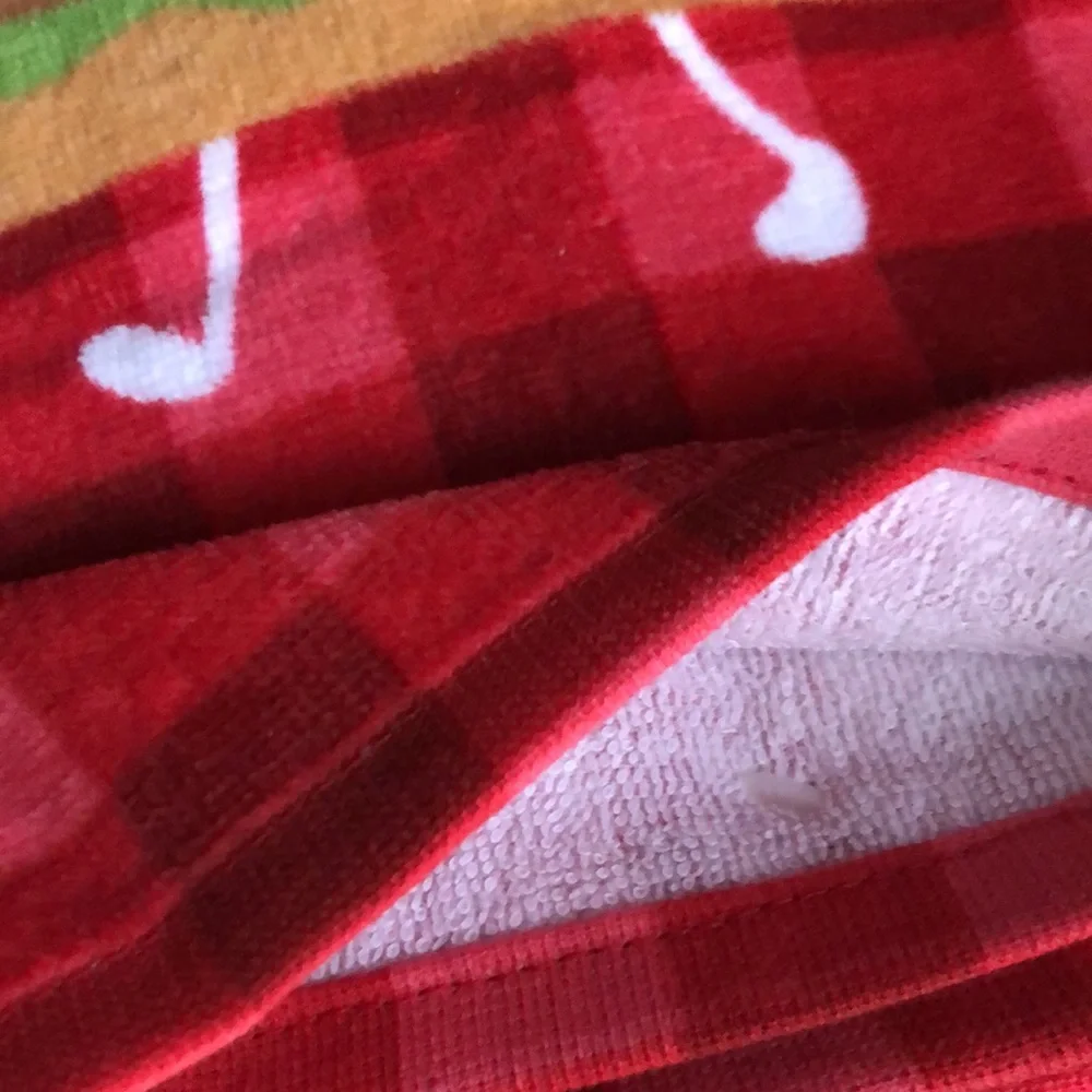 Cute Dancing Burger Kitchen Towel Set - Red Plaid